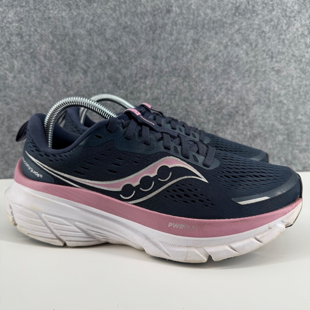 Saucony Guide 16 Running Shoes Womens 8.5 Navy Pink PWRRUN S10998-205 - Picture 2 of 16